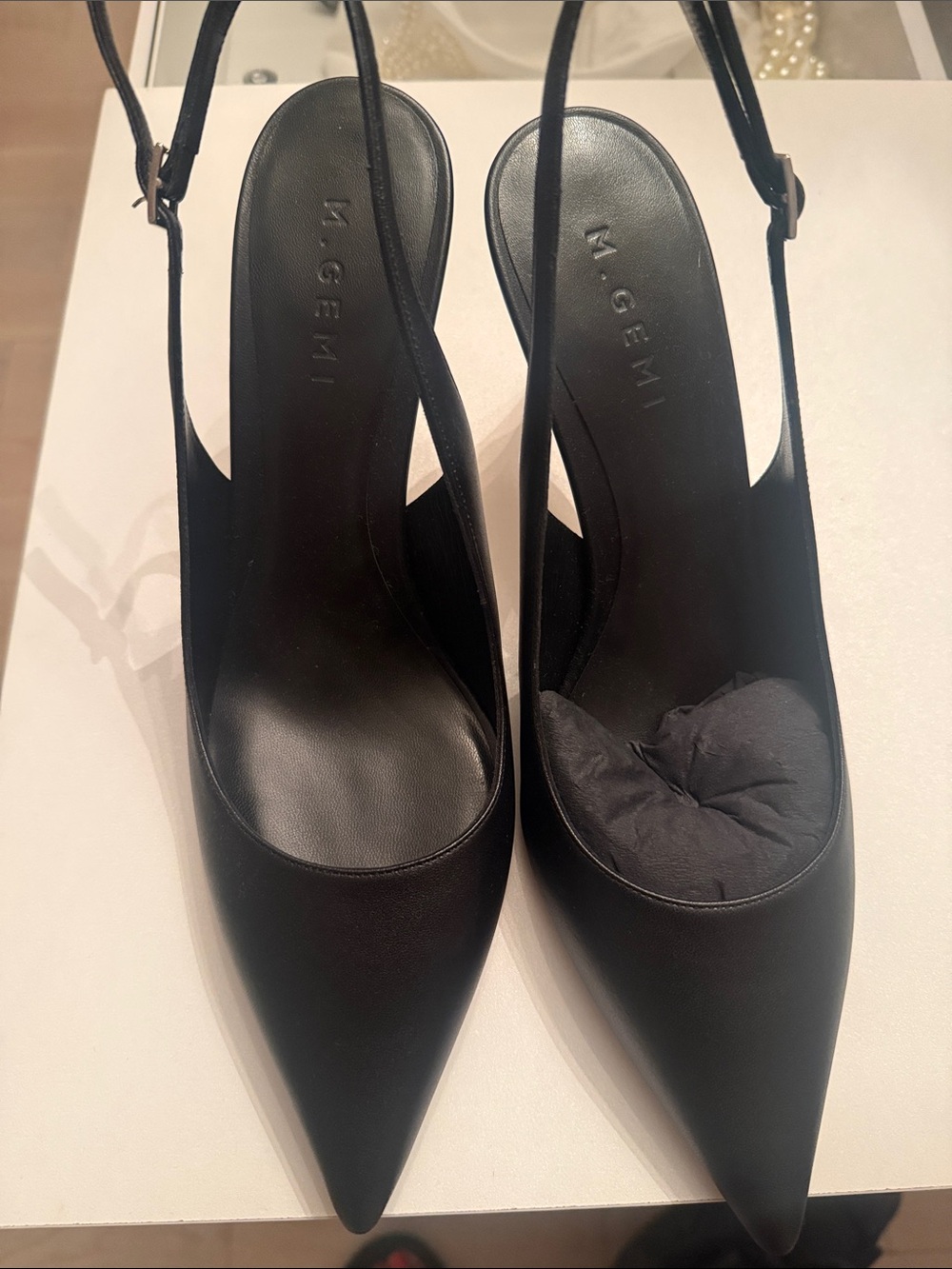 M. Gemi Black Pointed Slingback Pumps